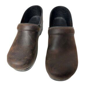 Dansko Professional Antique Brown/Black Leather Clogs Size 40 Brown 206-780202